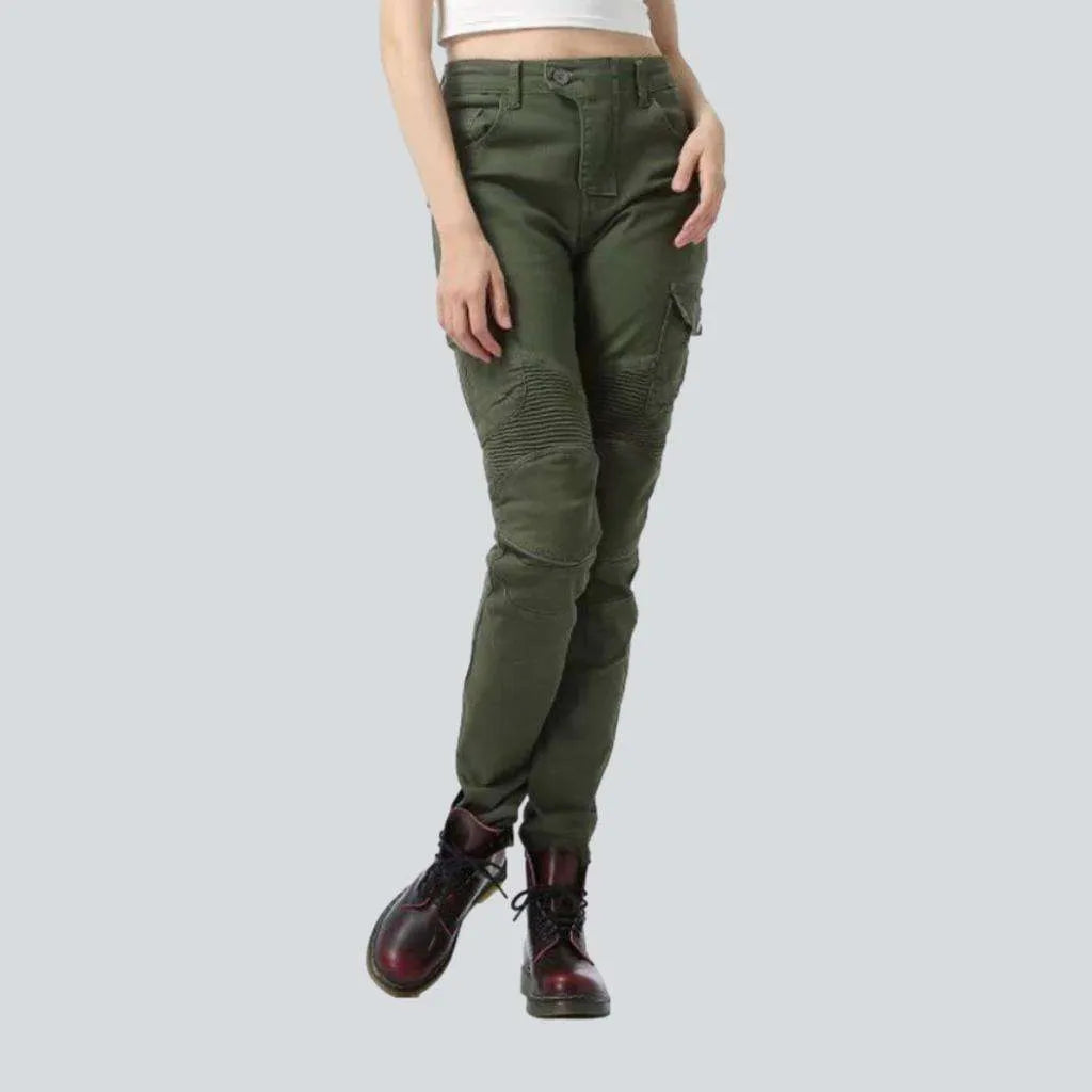 Relaxed Chic Biker knee-pads jeans for women