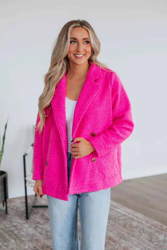 Cozy Fashion Ania Teddy Coat - Fuchsia