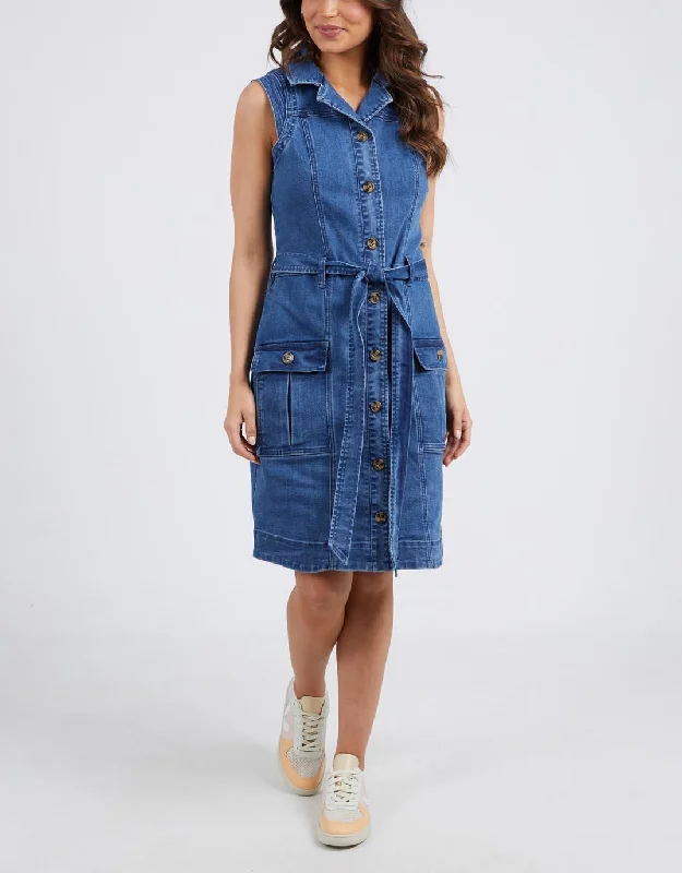 Soft Layers Daisy Denim Dress - Blue Wash
