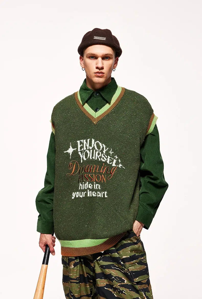 Relaxed Fits Vintage Enjoy Yourself Knitted Sweater Vest
