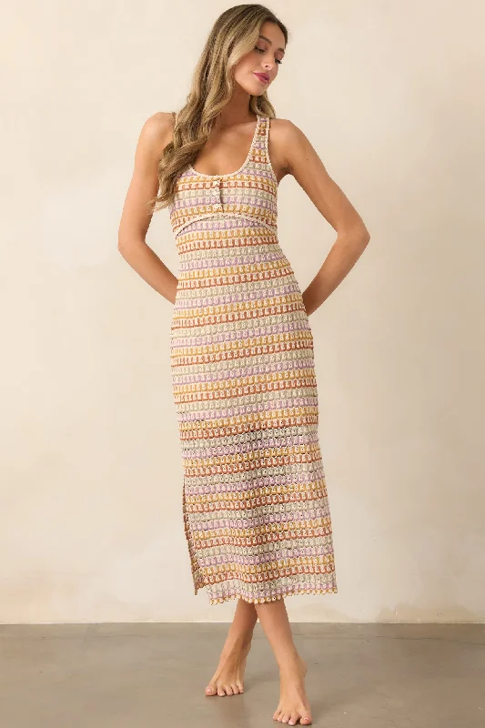 Relaxed Fit Wear It's My Day Natural Multi Crochet Midi Dress