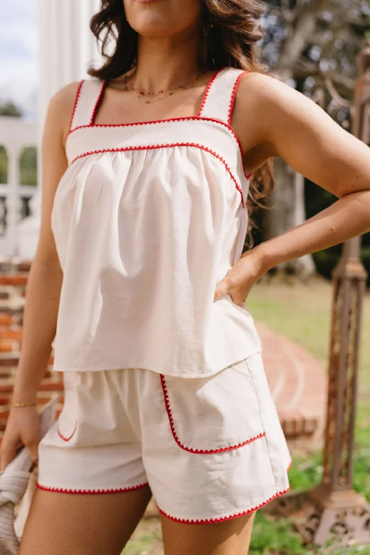 Soft Comfort Wear Selene Cream & Red Scallop Tank
