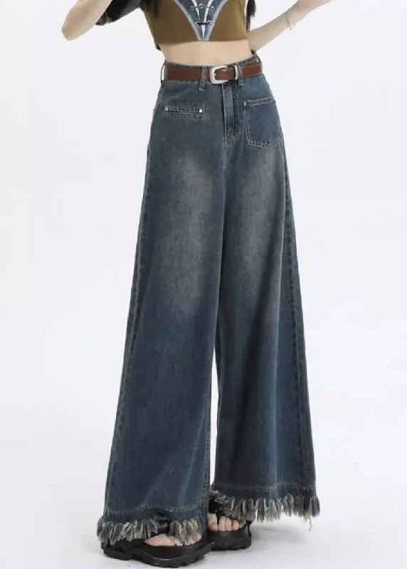 Warm Chic Stylish Blue Pockets High Waist Denim Pants Summer