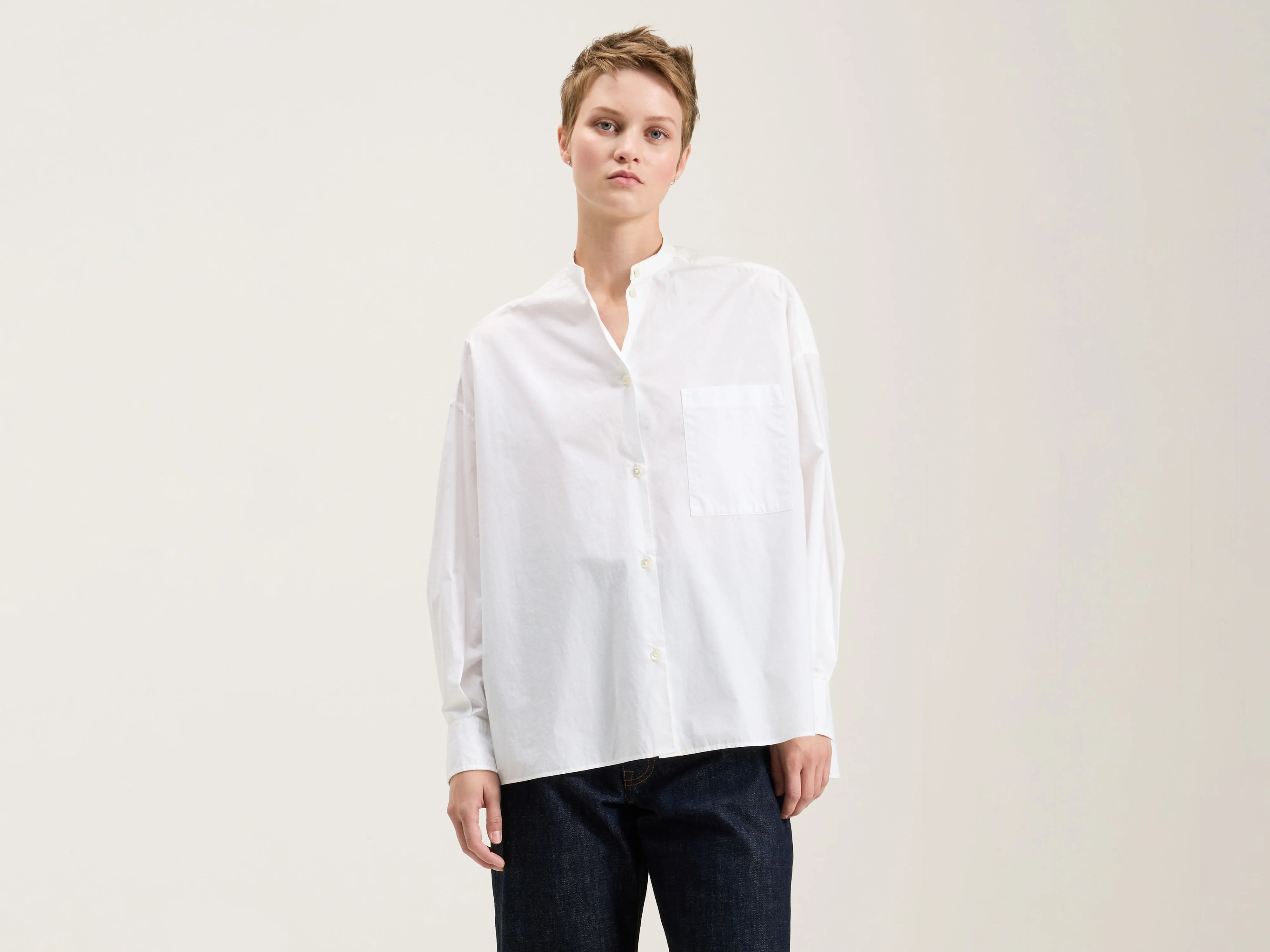 Cozy Fitting Gorky poplin shirt (242 / W / WHITE)