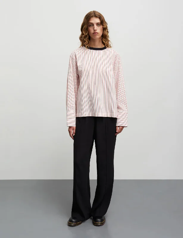 Breezy Comfort Poplinda Lucy Top, Pinstripe/Fiery Red