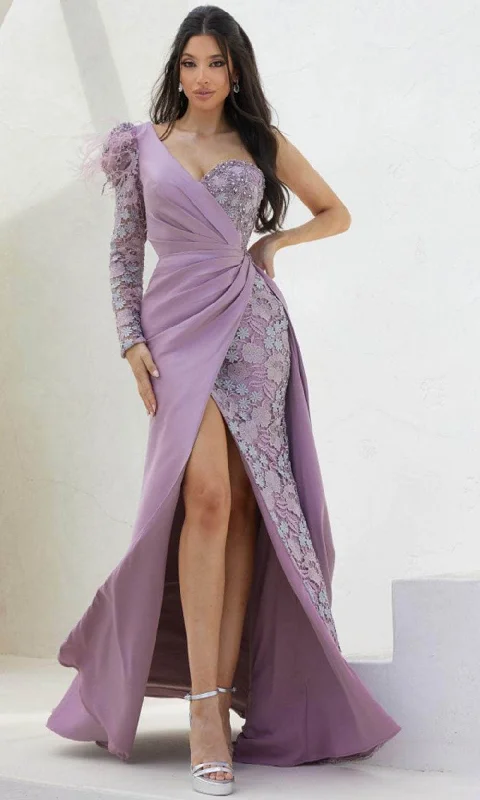 Comfortable Fitwear Terani Couture 241M2704 - Embroidered One-Sleeve Evening Dress