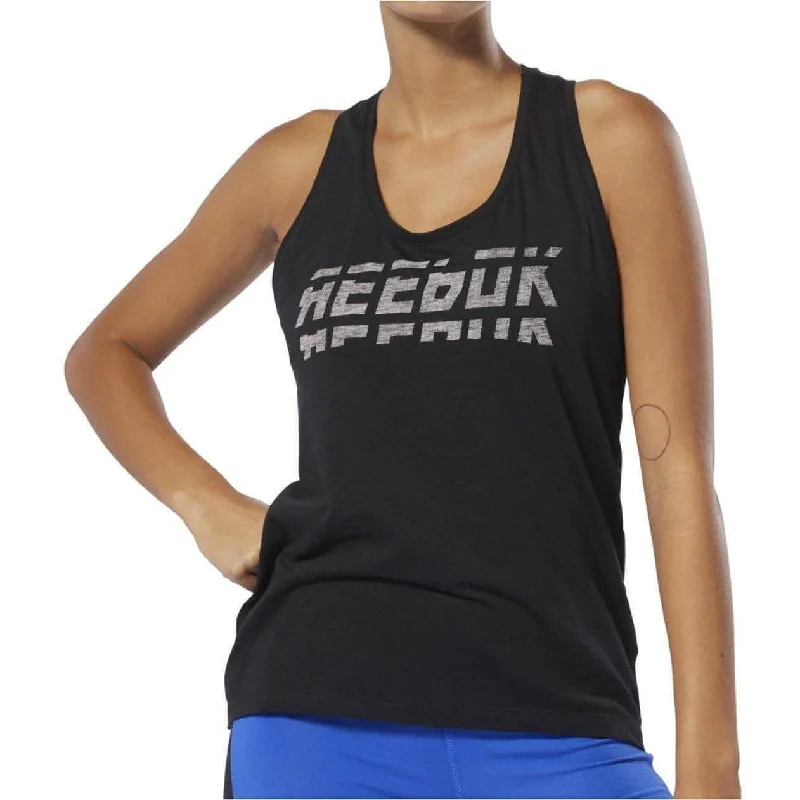 Cozy Footwear Reebok Workout Ready Meet You There Womens Training Vest Tank Top - Black