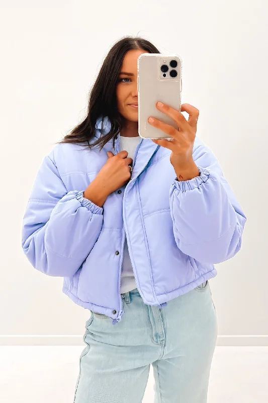 Everyday Outfits Aspen Crop Puffer Jacket Blue