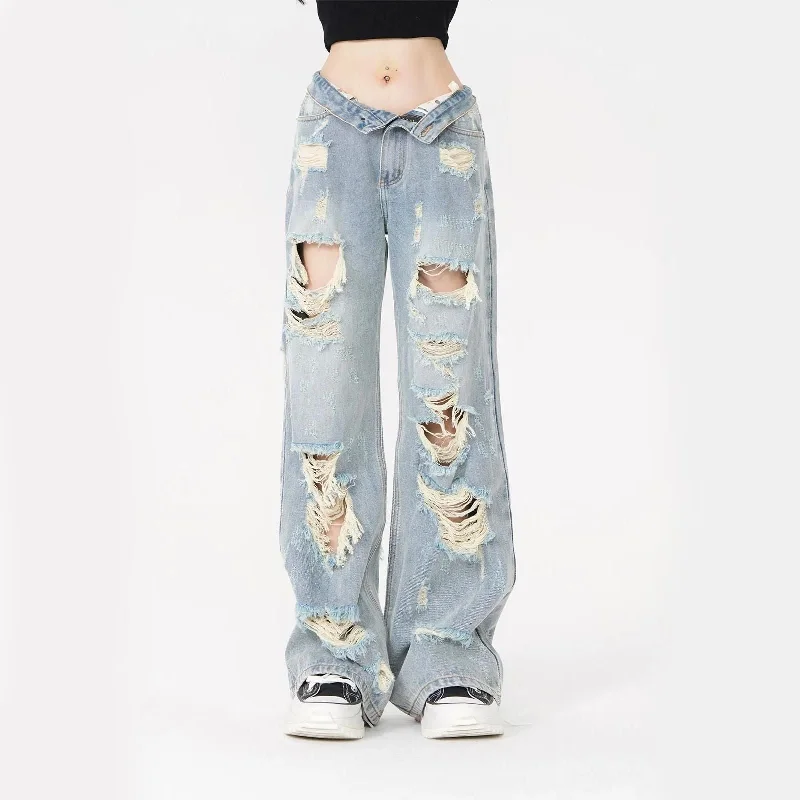Weekend Comfort Light Blue High-Waist Chic Straight Jeans