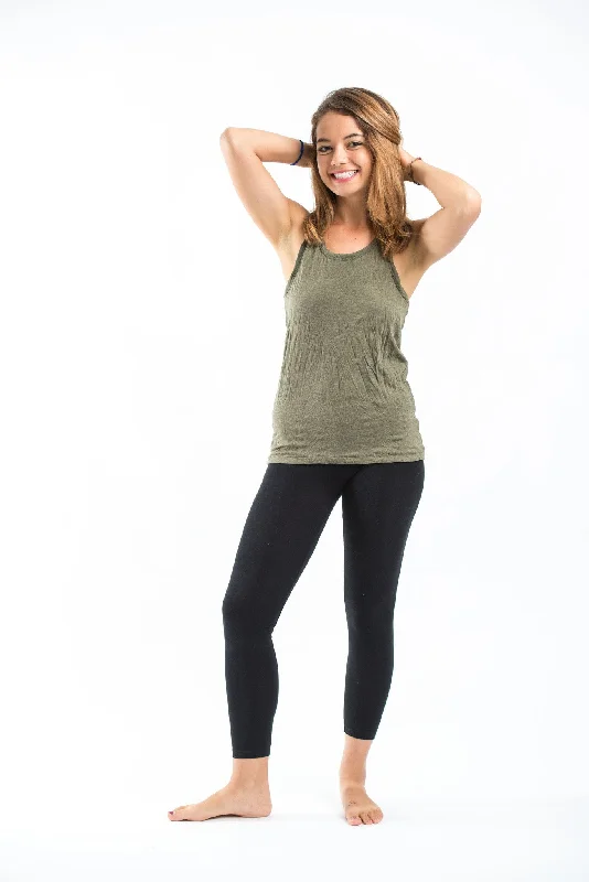 Timeless Outfits Womens Solid Color Tank Top in Green