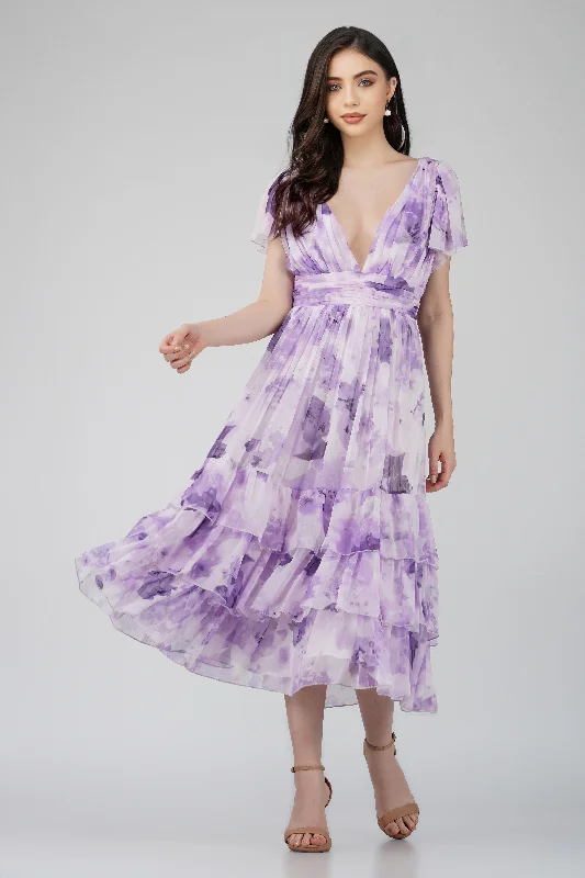 Cozy Street Style Madison Lavender Chiffon Bridesmaid Dress