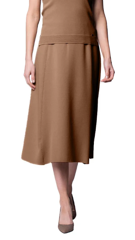 Effortless Looks Natalie A-Line Midi Skirt; Mocha