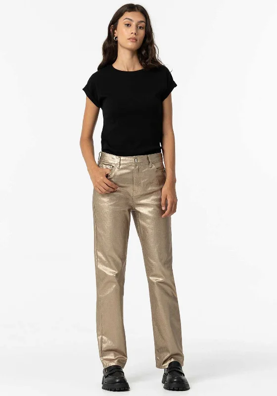 Sporty Wear Tiffosi Amy Metallic Coated Straight Leg Jeans, Gold