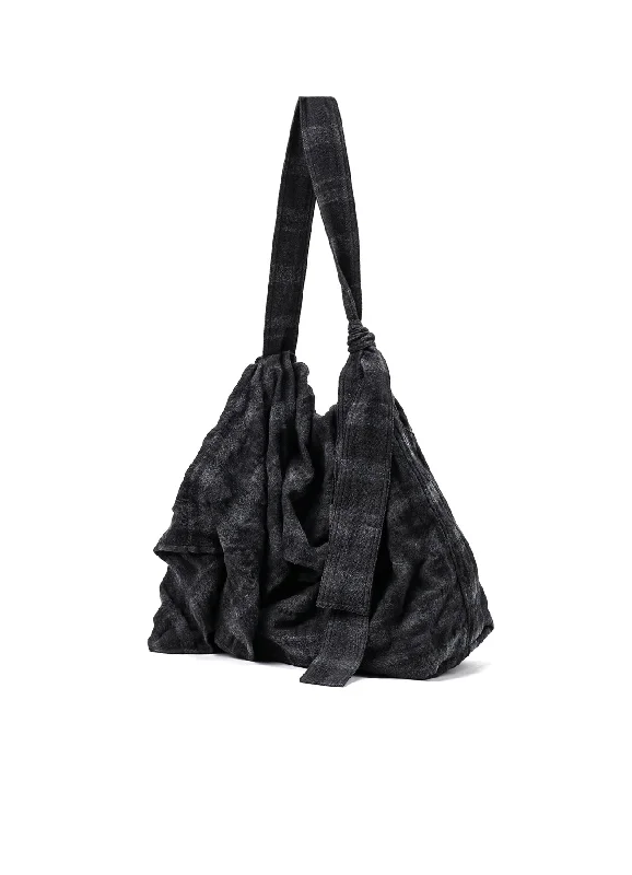 Sporty Wear FULLING FINISHED SHADOW CHECK SHOULDER BAG
