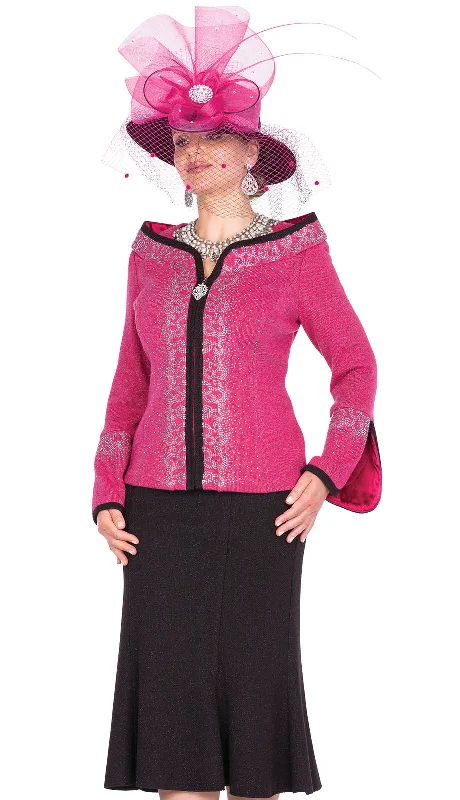 Cozy Footwear Champagne Italy Church Suit 5963-Fuchsia/Black