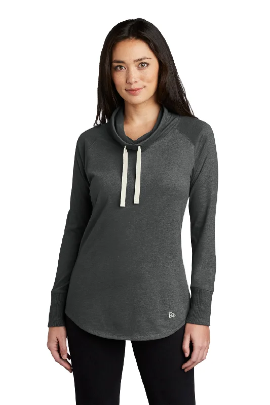 Casual Comfort Wear New Era Womens Long Sleeve Cowl Neck T-Shirt - Heather Black