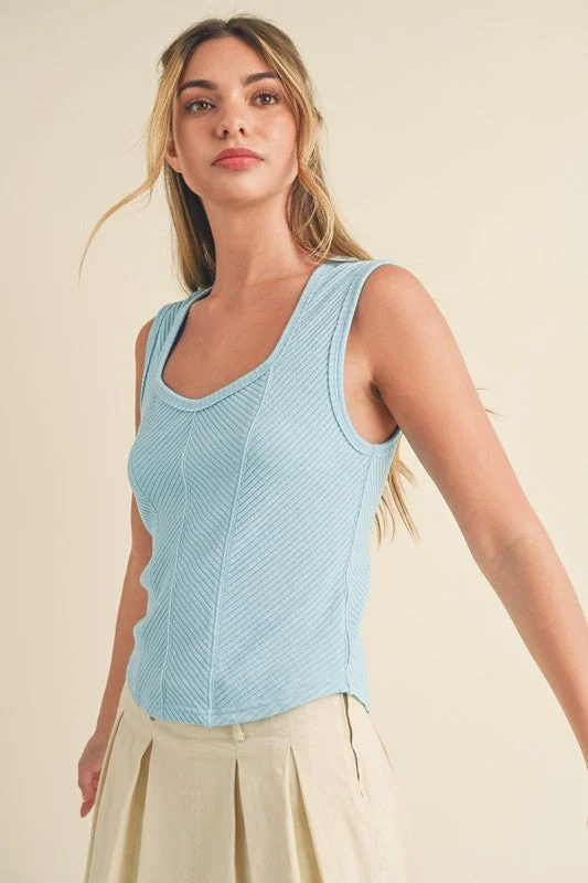 Comfy Dress Aemi + Co Exposed Seam Ribbed Wide Strap Tank
