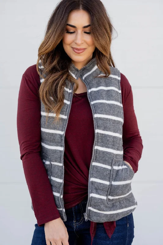 Stylish Casuals Striped Two Pocket Vest