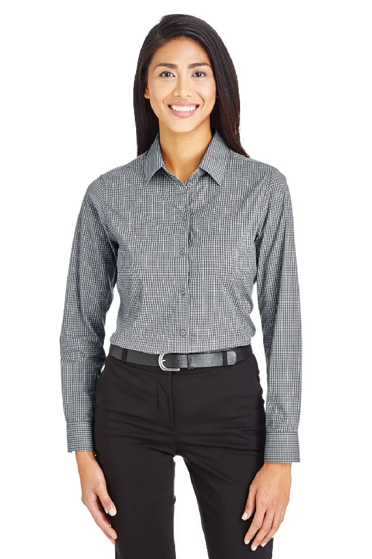 Soft Comfort Devon & Jones Womens CrownLux Performance Moisture Wicking Long Sleeve Button Down Shirt - Graphite Grey