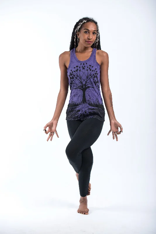 Warm Wear Womens Tree of Life Tank Top in Purple