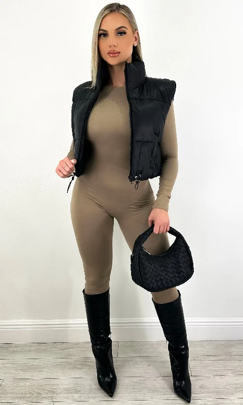 Modern Chic SYLVIA VEST PUFFER JACKET (BLACK)