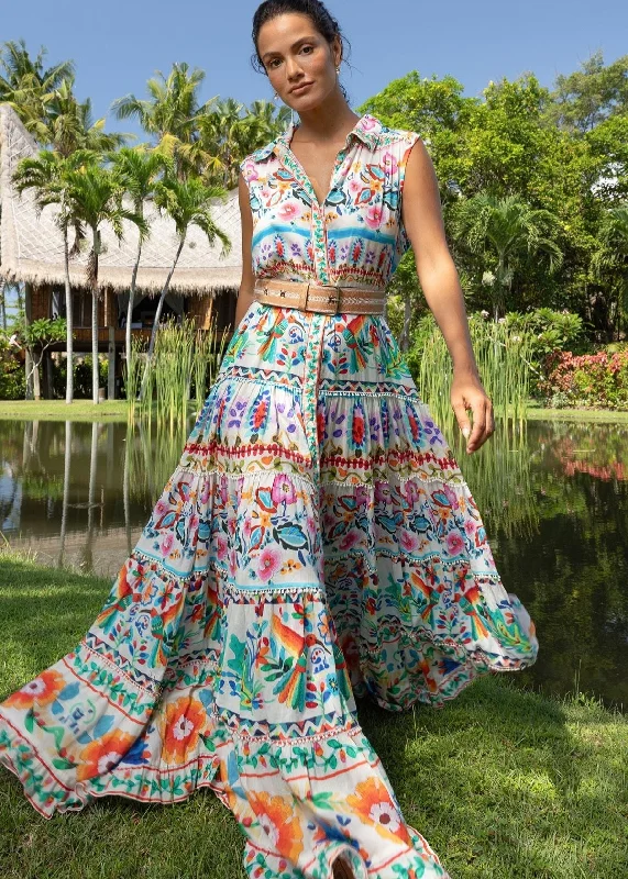 Modern Chic Maxi Print Shirt Dress Neela