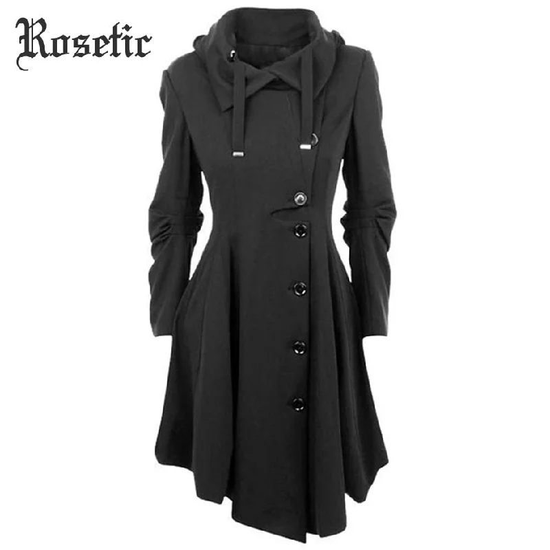Relaxed Tops Rosetic Gothic Long Trench Coat