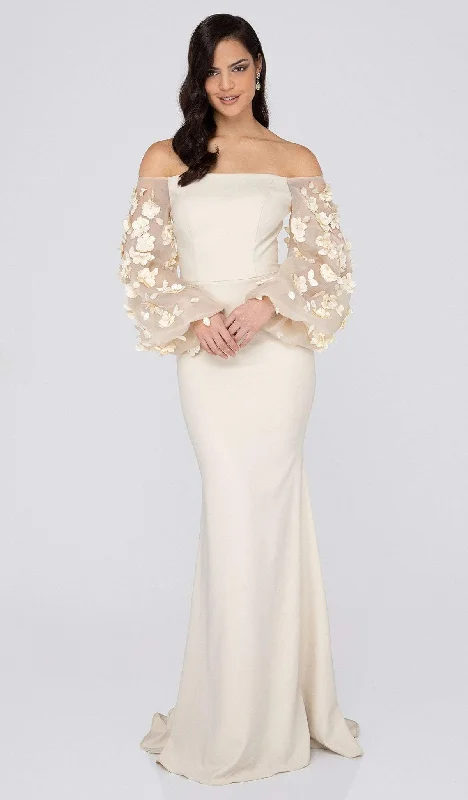 Simple Chic Terani Couture - 1911E9128 Off-Shoulder Floral Mother of the Bride Gown