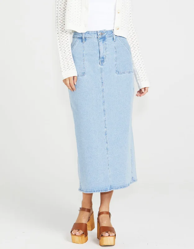Soft Comfort Isella Denim Midi Skirt - 92 Sandwash