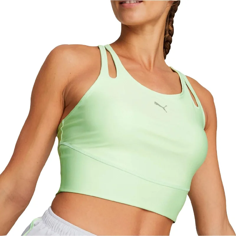 Soft Comfort Puma Run Ultraform Womens Running Cropped Vest Tank Top - Green