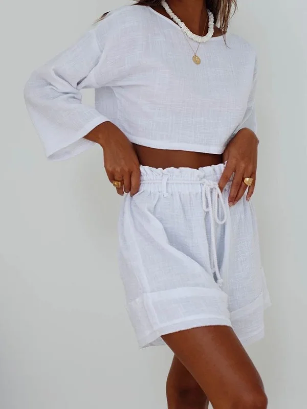 Casual Chic Outfits Casual Loose Solid Color Long Sleeve Two-piece Suit