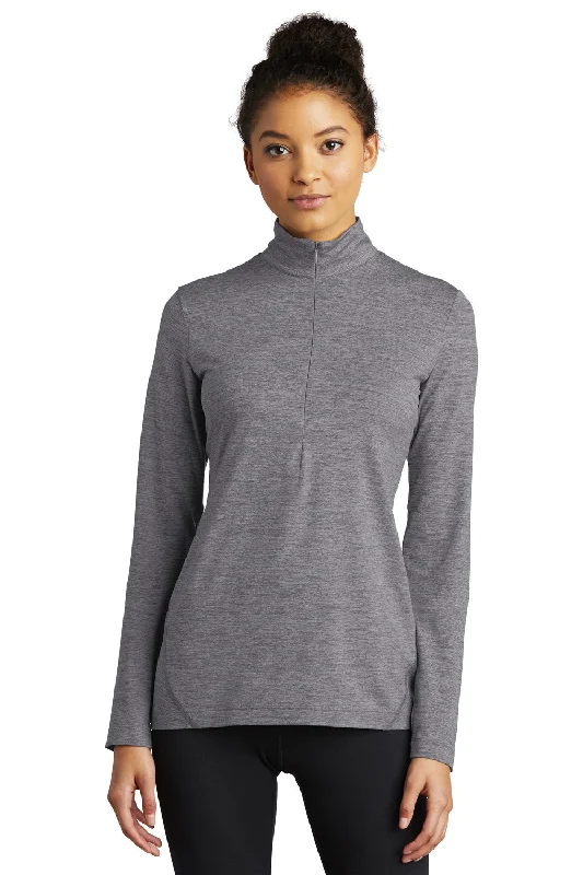 Breezy Comfort Sport-Tek Womens Exchange 1.5 Long Sleeve 1/4 Zip T-Shirt - Heather Grey