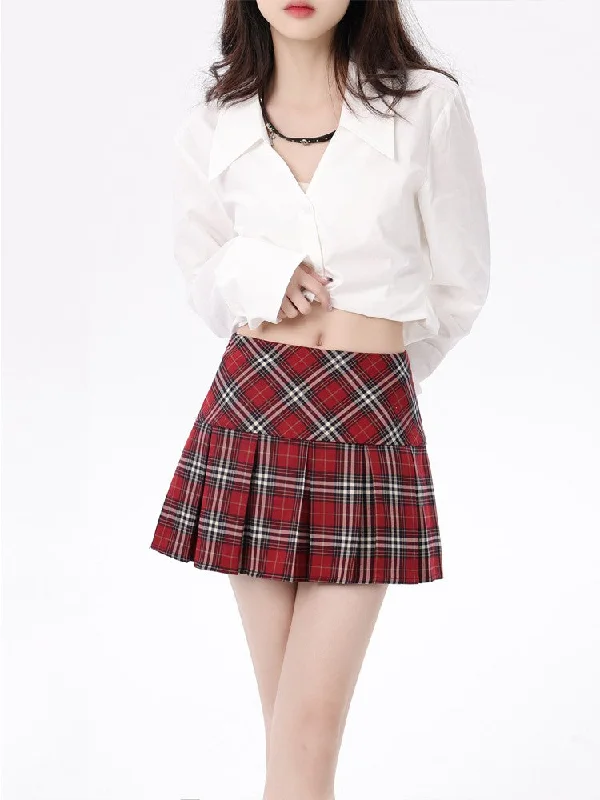 Warm Layers Women's Plaid Pleated Skirt