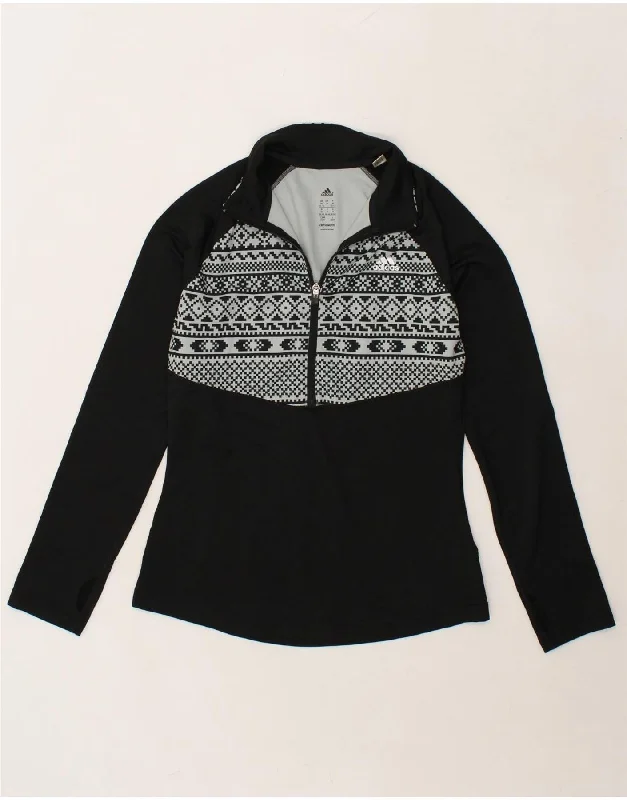 Soft Tops ADIDAS Womens Pullover Tracksuit Top UK 12/14 Medium Black Fair Isle