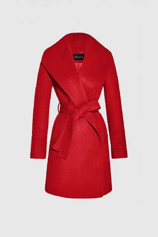 Relaxed Tops Baby Alpaca Mid Length Shawl Collar Wrap Coat