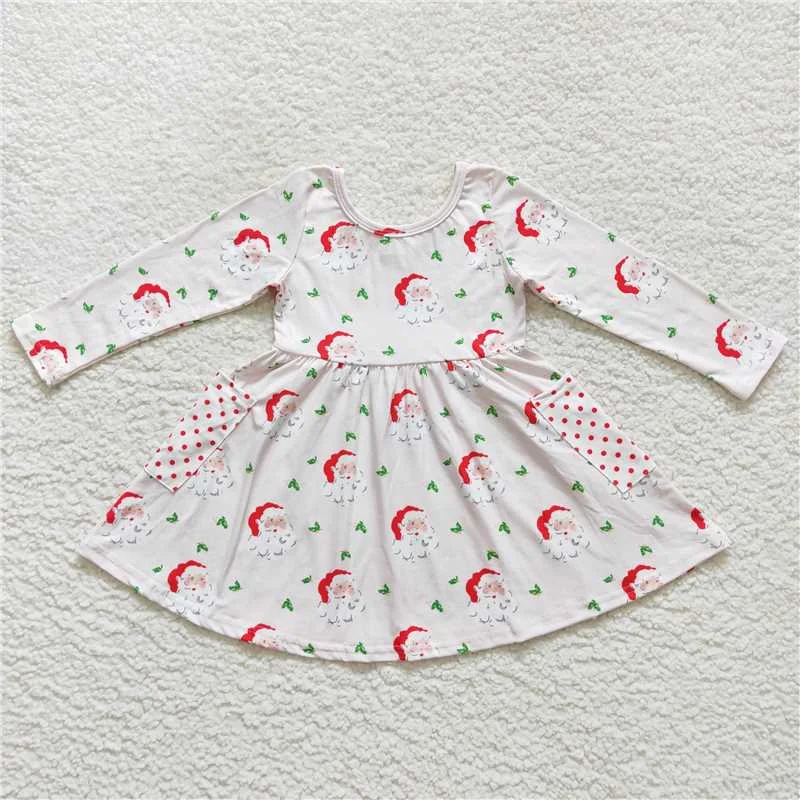 Relaxed Jackets GLD0369  Baby Girls Pink Christmas Santa Long Sleeve Dresses