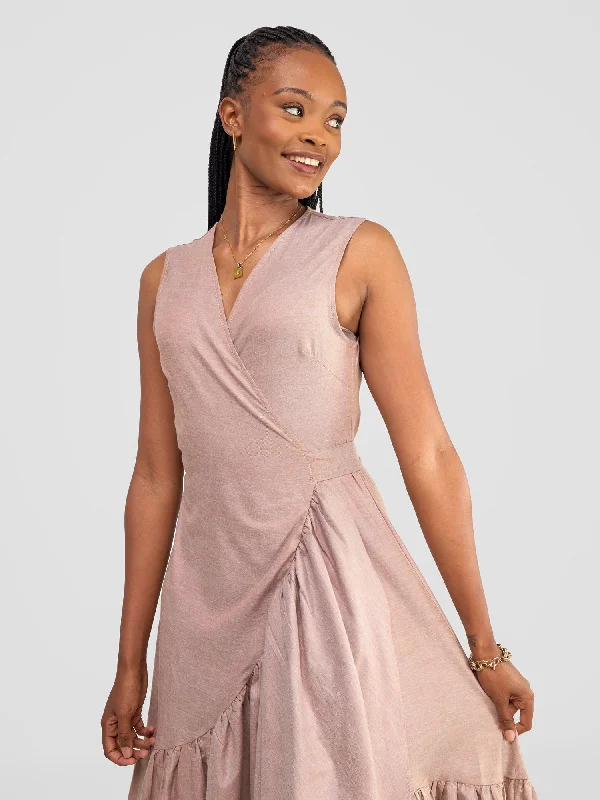 Sporty Wear Safari Kikoy Wrap Maxi Dress - Taupe