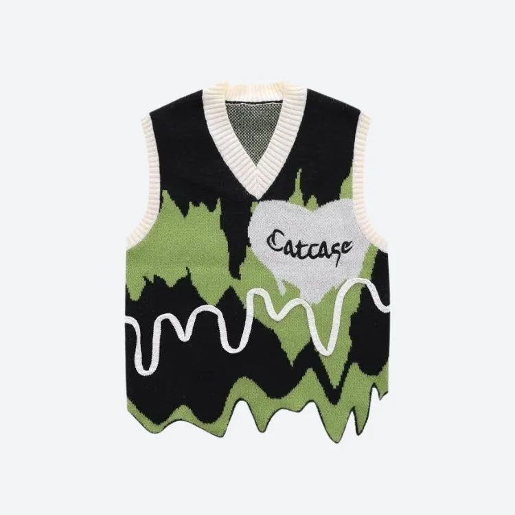 Warm Chic Outfits Weirdcore Wavy Striped Sweater Vest