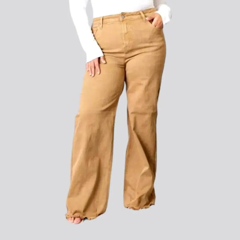 Easygoing Outfits Wide-leg high-waist denim pants for women