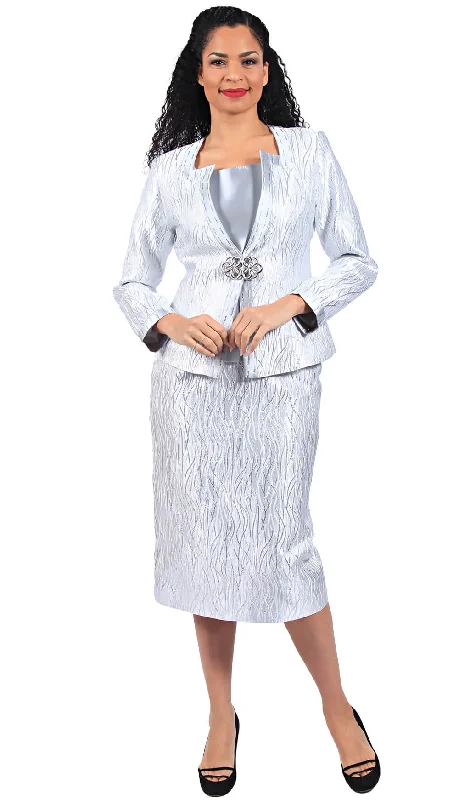 Comfortable Fitwear Diana Couture Church Suit 8666-Silver