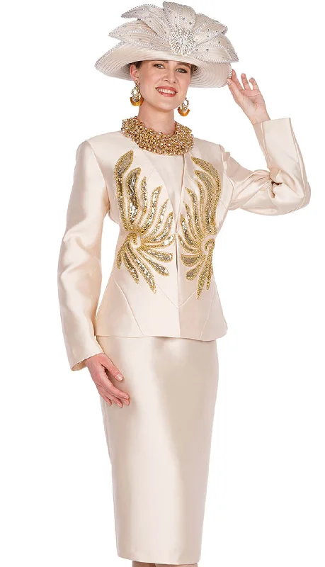 Comfortable Chic Champagne Italy Church Suit 5859 - Champagne