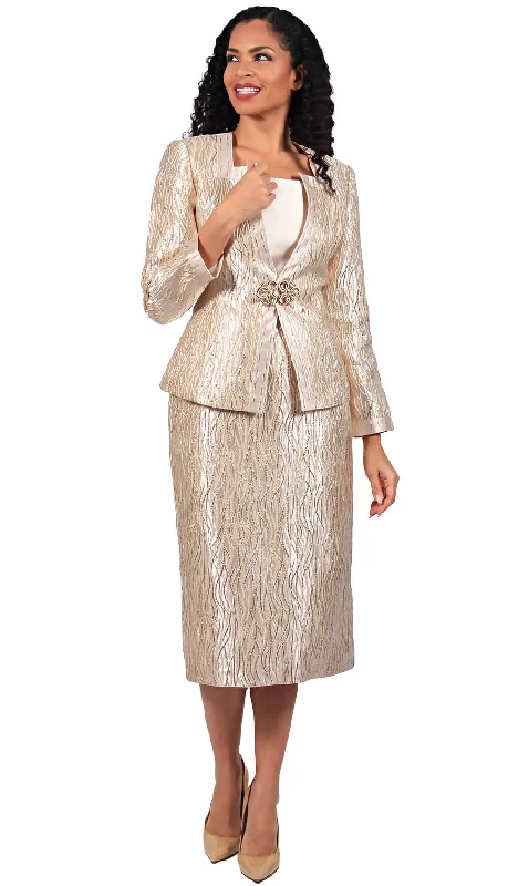 Cozy Essentials Wear Diana Couture Church Suit 8666-Gold