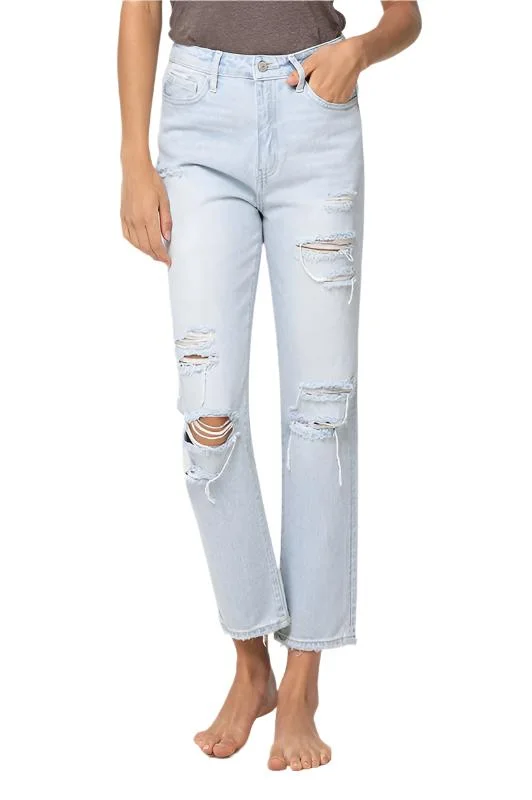 Versatile Outfits Super High Rise Distressed Crop Straight Jeans