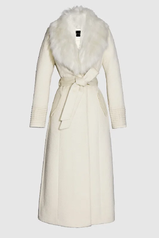 Layered Style Suri Alpaca Maxi Coat with Alpaca Shearling Collar