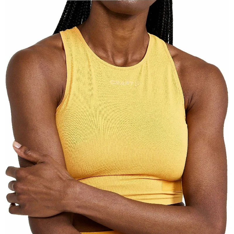 Comfortable Lounge Wear Craft PRO Hypervent Womens Running Crop Top - Yellow