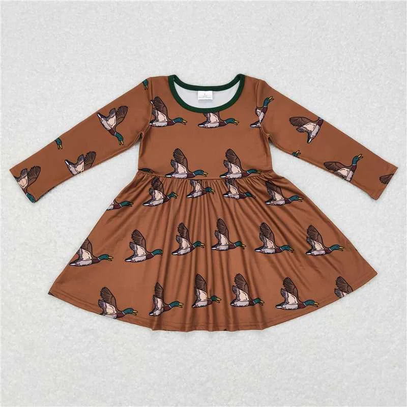 Soft Comfort GLD0405 Baby Girls Fall Duck Wild Hunting Knee Length Dresses