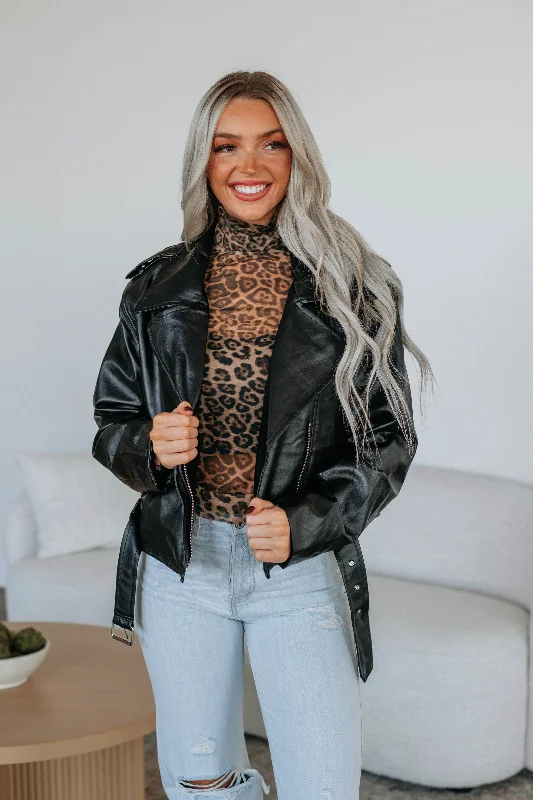 Casual Fit Hyland Leather Jacket - Black