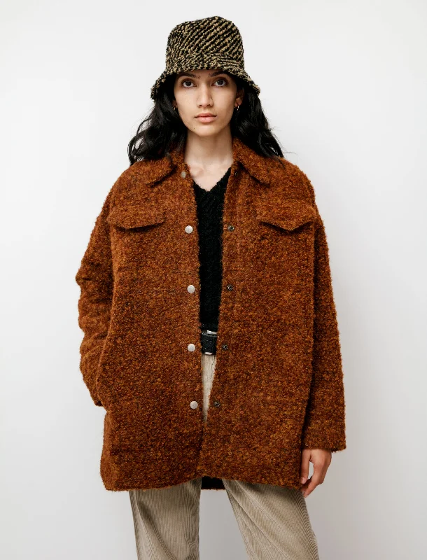 Light Layers Fluffy Alpaca Oversized Jacket Rust