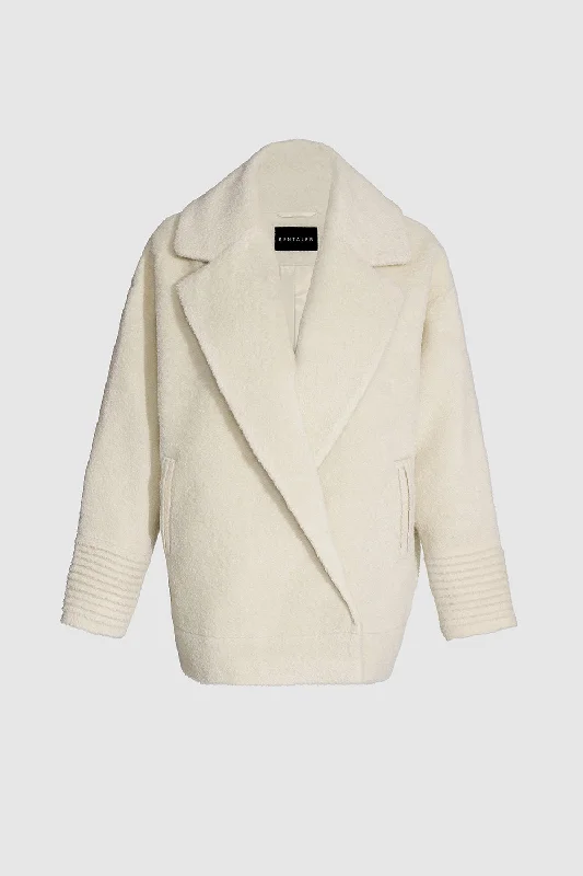 Relaxed Chic Bouclé Alpaca Dropped Shoulder Aviator Jacket