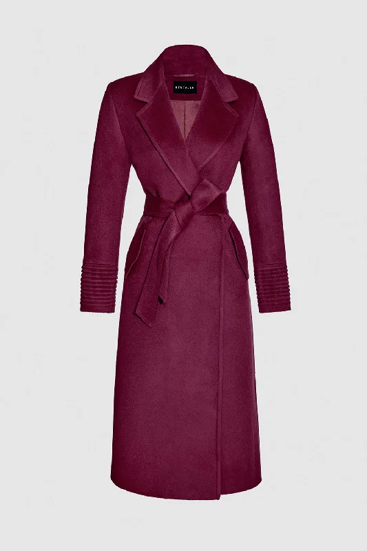 Soft Relaxation Wear Baby Alpaca Long Notched Collar Wrap Coat
